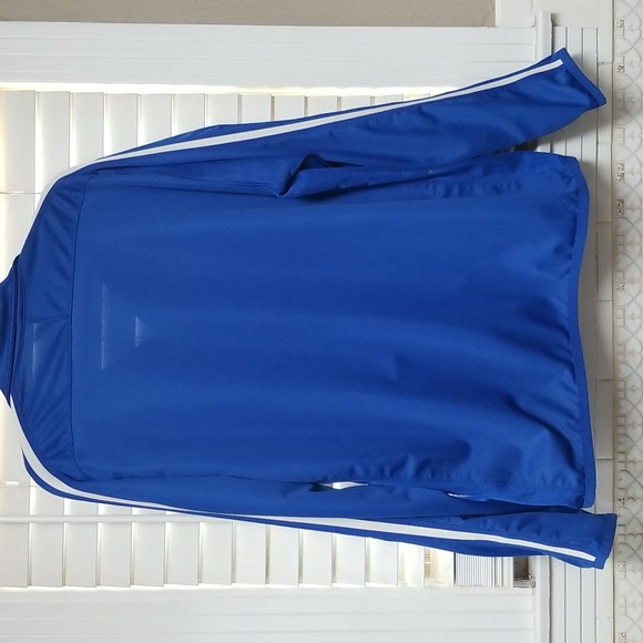 💥NIKE Men's Zip Warm up Shirt XL, Royal Blue/White stripes w/pockets EUC CL# 64 - Picture 2 of 5
